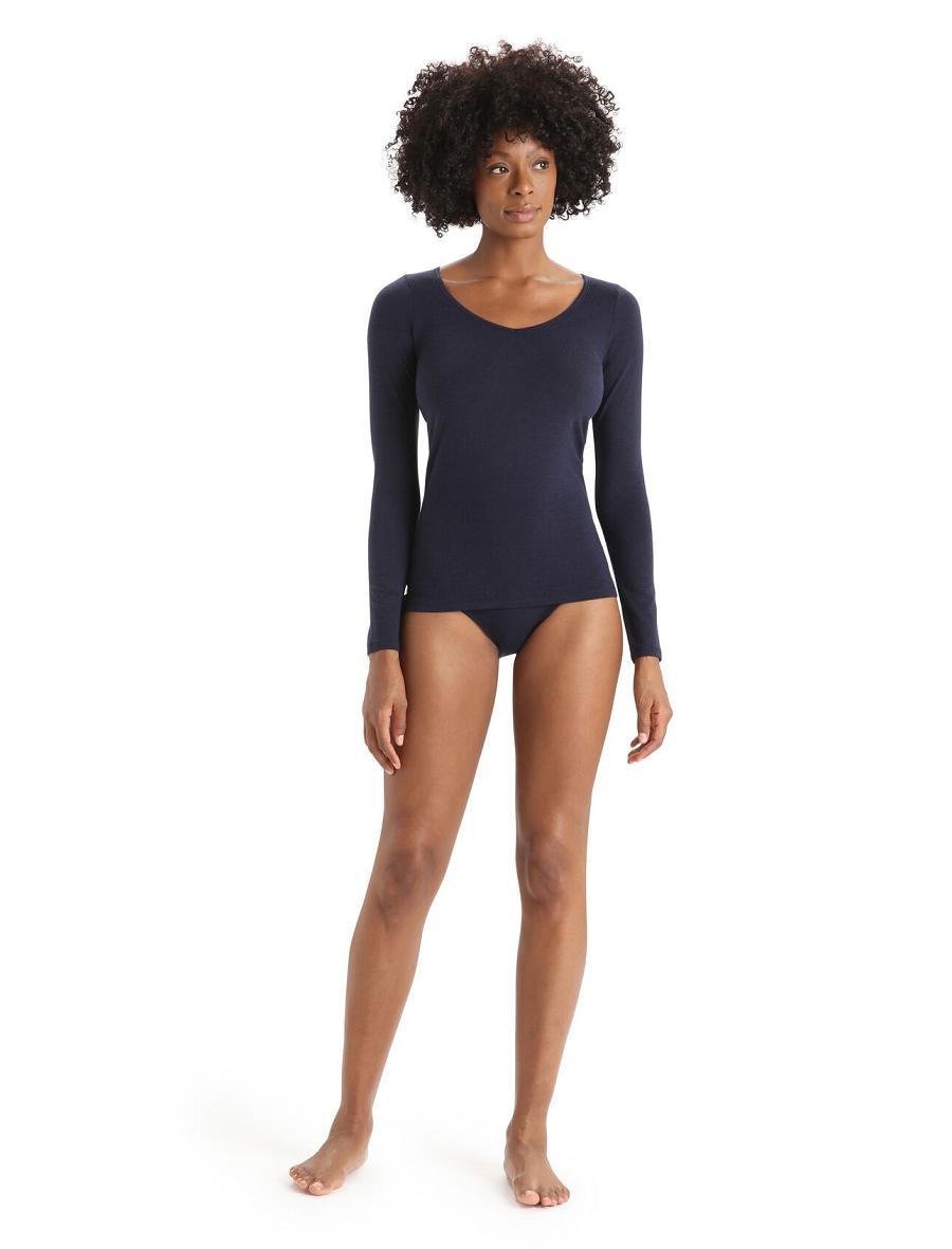 Bielizny Icebreaker Merino Siren Long Sleeve Sweetheart Top Damskie Granatowe | PL 1260RVDW